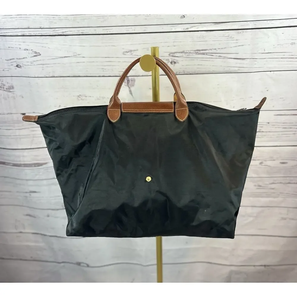 Longchamp Le Pliage Original XL Travel Bag Black Nylon Leather Handles